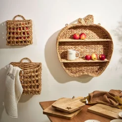 Lot de 2 paniers en jacynthe d'eau et fer naturel - Famille