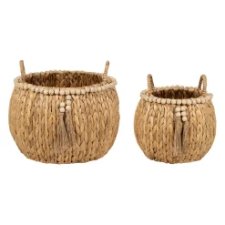 Lot de 2 paniers en Jacynthe d'eau et fer naturel - Eté A La Mer