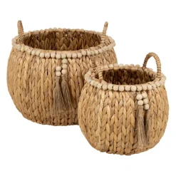 Lot de 2 paniers en Jacynthe d'eau et fer naturel - Eté A La Mer