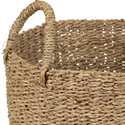 Lot de 2 paniers en jonc de mer naturel et cerise rouge - Les Fruits