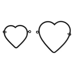 Lot de 2 patères en fer noir - Cœur