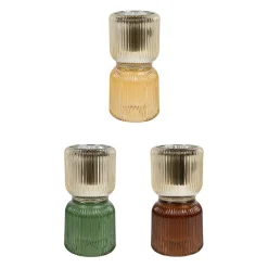 Lot de 3 photophore en verre multicolore - Prisca
