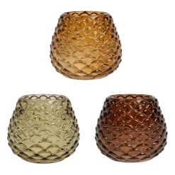 Lot de 3 photophores en verre multicolore h8.6cm - Prisca