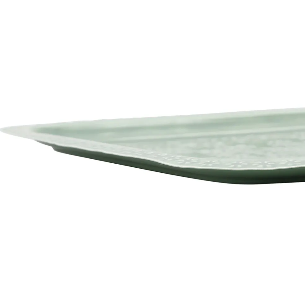 Lot de 2 plateaux carré en fer émaillé sauge - Baroque