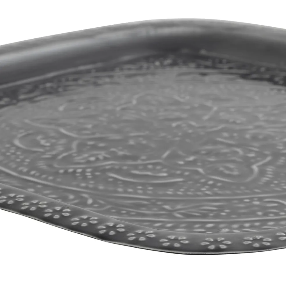 Lot de 2 plateaux en fer anthracite 41x41cm - Arabise
