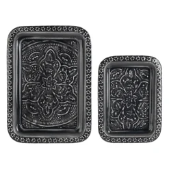 Lot de 2 plateaux en fer anthracite - Arabise