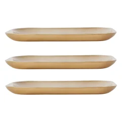 Lot de 3 plateaux en fer bleu et doré - corfou