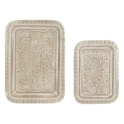 Lot de 2 plateaux en fer grège - Arabise