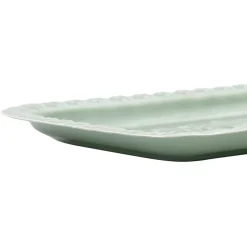 Lot de 2 plateaux en fer émaillé sauge - Baroque