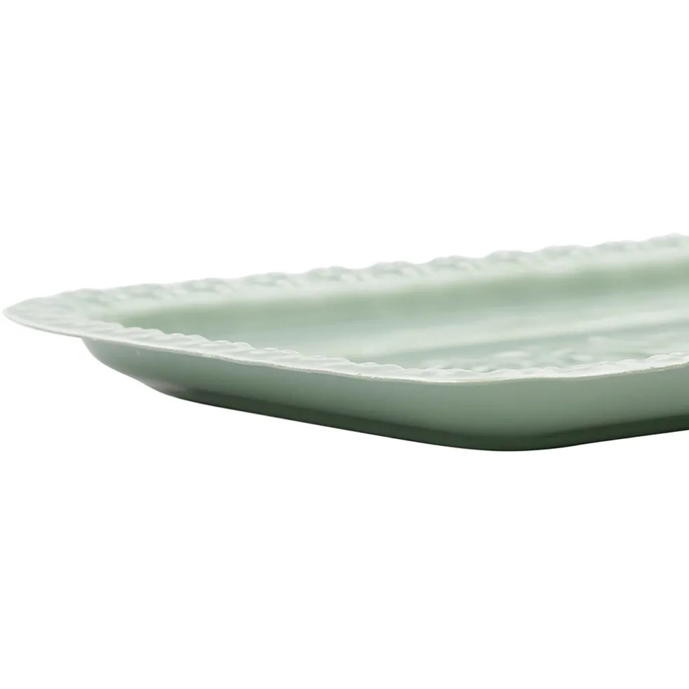 Lot de 2 plateaux en fer émaillé sauge - Baroque