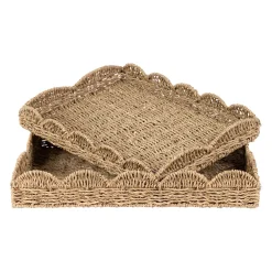 Lot de 2 plateaux en jonc de mer naturel - Chaumière