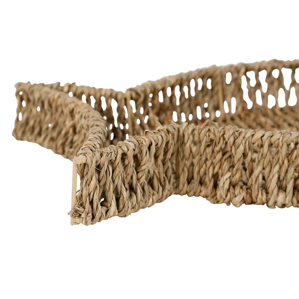 Lot de 2 plateaux poisson en jonc de mer et fer - borneo