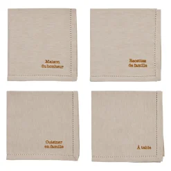 Lot de 4 serviettes de table en coton 45x45cm - Famille