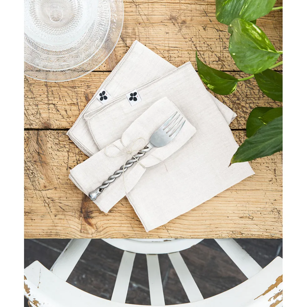 Lot de 3 serviettes de table chantilly en gaze de coton 40x40cm - Gaia