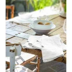Lot de 3 serviettes de table chantilly en gaze de coton 40x40cm - Gaia