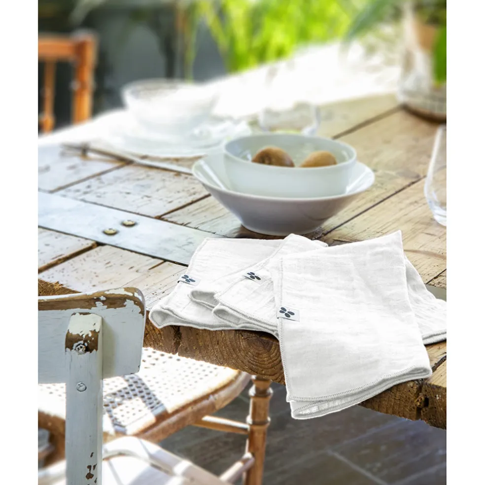 Lot de 3 serviettes de table chantilly en gaze de coton 40x40cm - Gaia