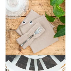 Lot de 3 serviettes en gaze de coton unie pampa 40x40cm - Gaia