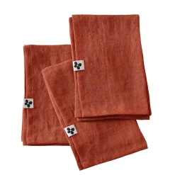 Lot de 3 serviettes en lin lavé paprika 40x40cm - Soline