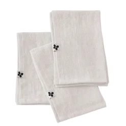 Lot de 3 serviettes en lin lavé craie 40x40cm - Soline