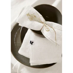 Lot de 3 serviettes en lin lavé craie 40x40cm - Soline