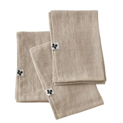 Lot de 3 serviettes en lin lavé sable 40x40cm - Soline