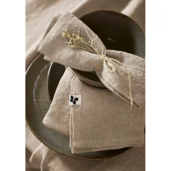 Lot de 3 serviettes en lin lavé sable 40x40cm - Soline