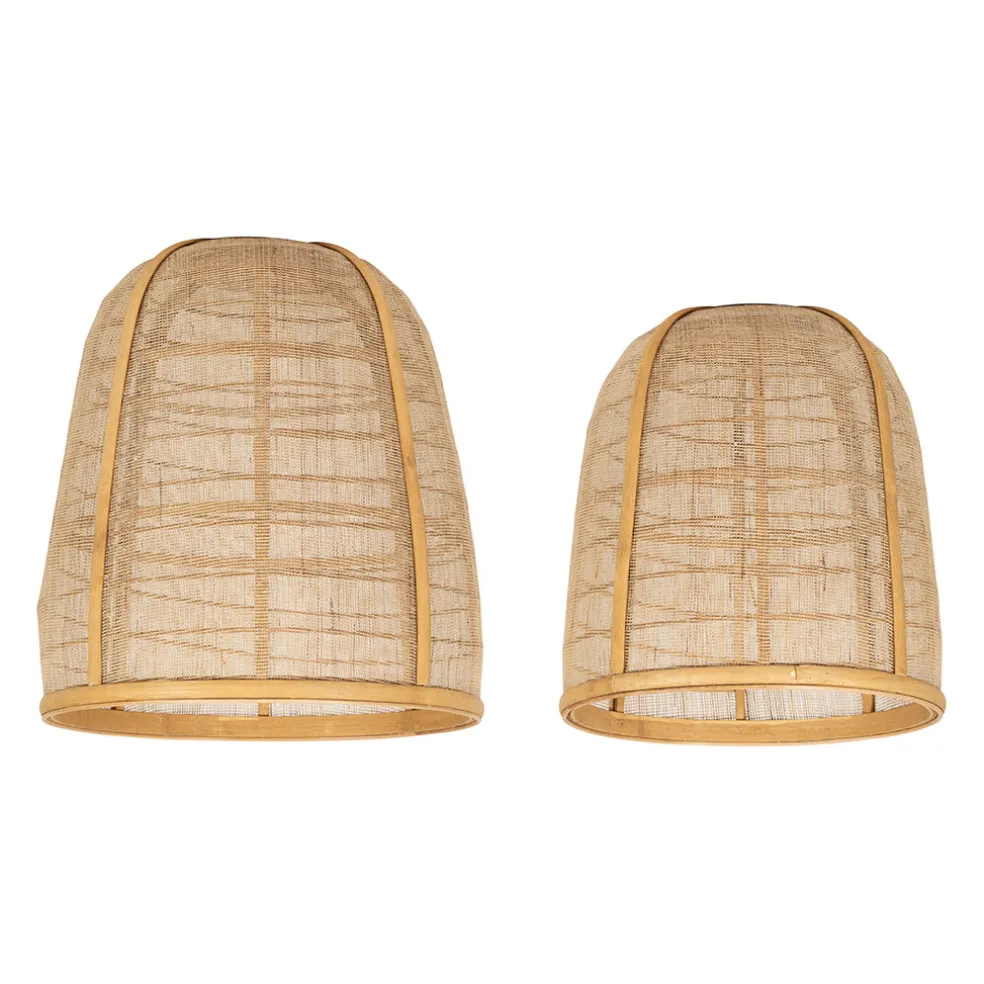 Lot de 2 suspensions en lin et bambou naturel non électrifiée - Plaka