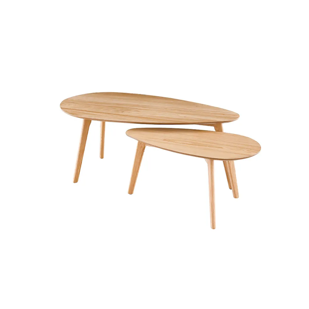 Lot de 2 table basse en chêne naturel - Becka