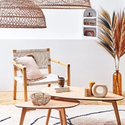 Lot de 2 table basse en chêne naturel - Becka