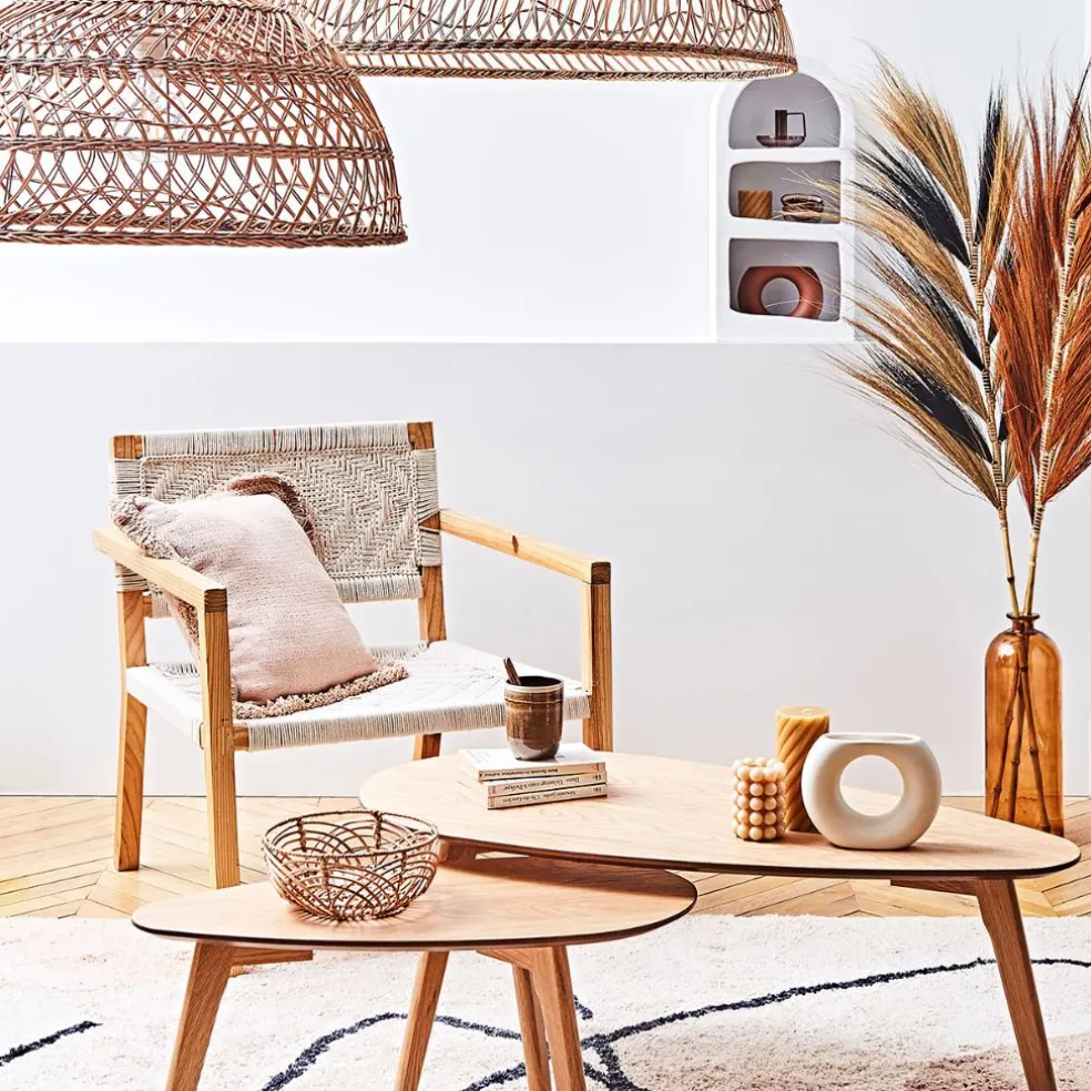 Lot de 2 table basse en chêne naturel - Becka