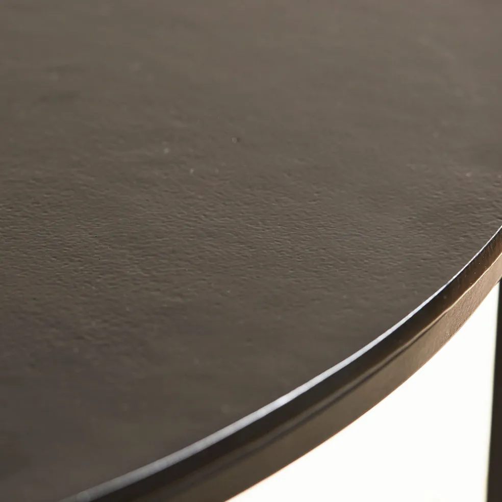 Lot de 2 table gigogne en aluminium et fer noir - Felia