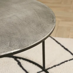 Lot de 2 table gigogne en aluminium et fer argenté - Felia