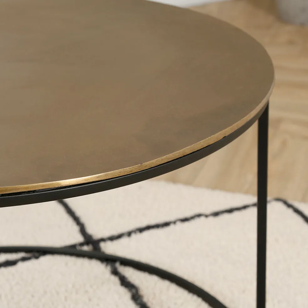 Lot de 2 table gigogne en aluminium et fer doré - Felia