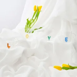 Lot de 4 tasses a thé love en verre multicolore 35cl - Colorea