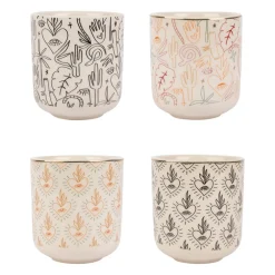 Lot de 4 tasses en céramique multicolore 10cl - Tulum