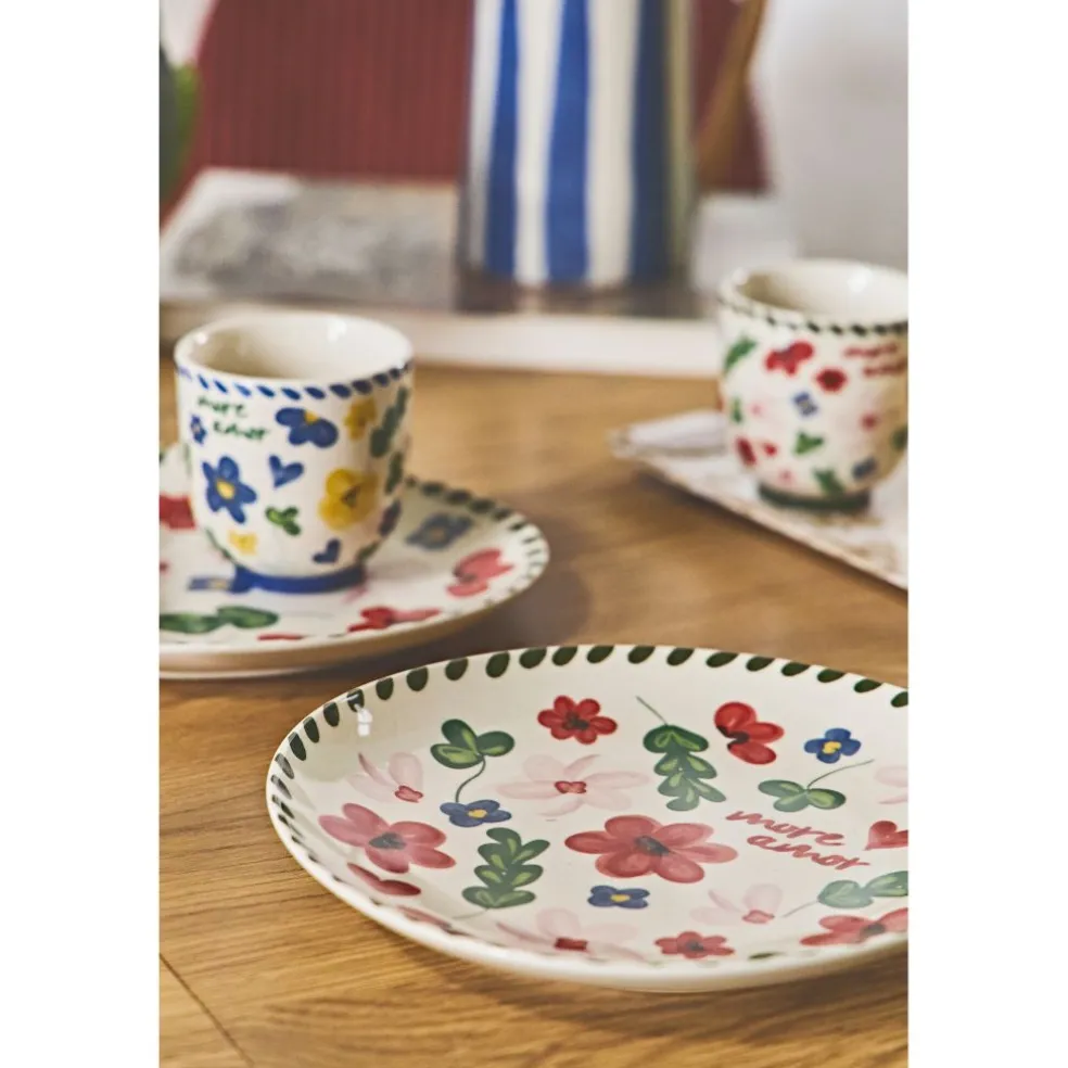 Lot de 4 tasses en grès fleur multicolore 17cl - Bellagio