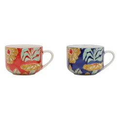 Lot de 2 tasses en grès multicolore 60cl - Flaura