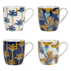 Lot de 4 tasses en porcelaine multicolore 35cl - Mocoa