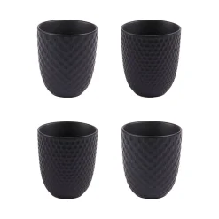 Lot de 4 tasses en porcelaine noir mat
