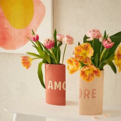 Lot de 2 vases en grès nude 13x6.5xh24cm - Funny