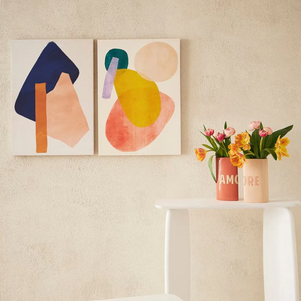 Lot de 2 vases en grès nude 13x6.5xh24cm - Funny