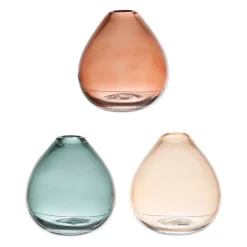Lot de 3 vases en verre émeraude, grenade et terracotta - cyrius