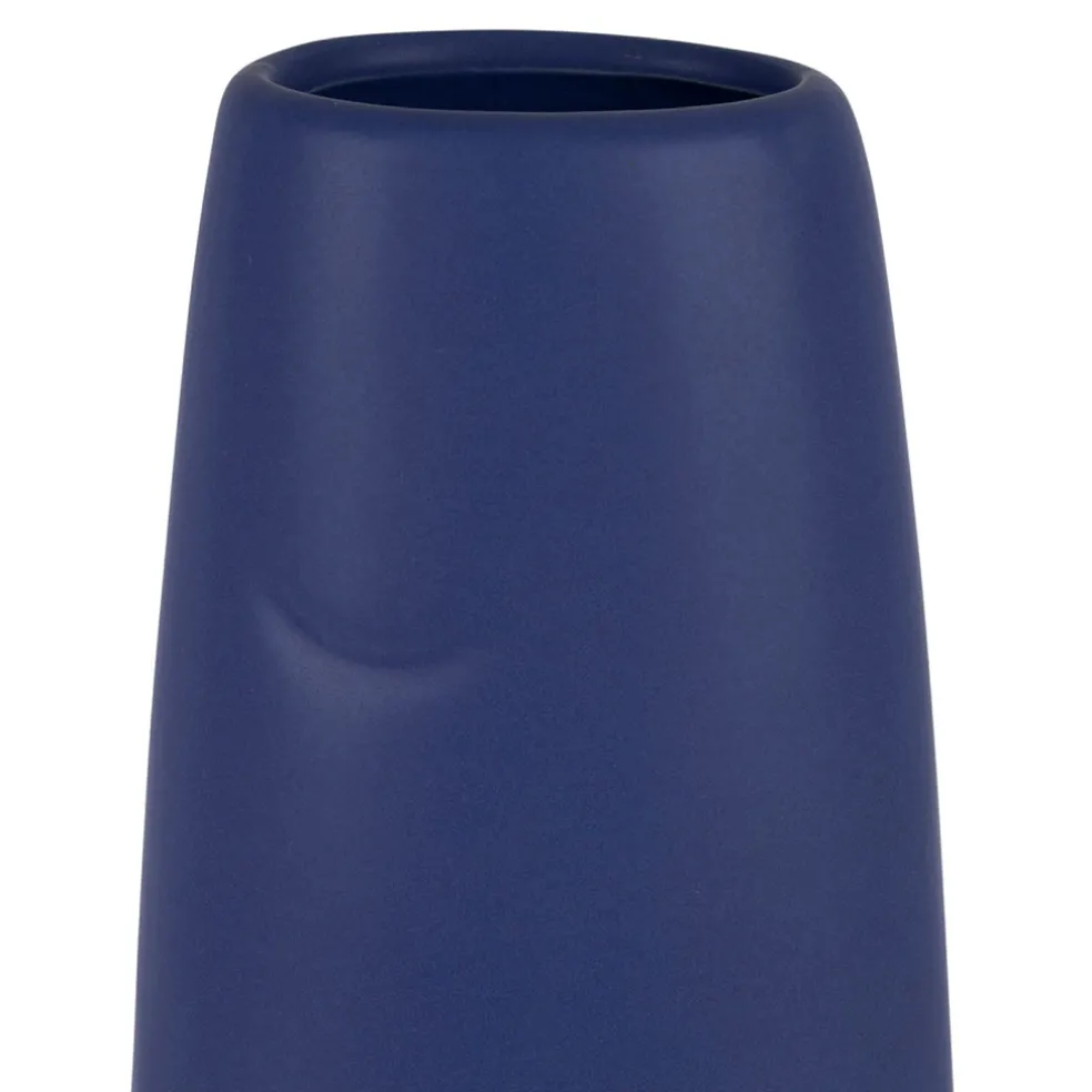 Lot de 2 vases visage en grès indigo et écru h30cm