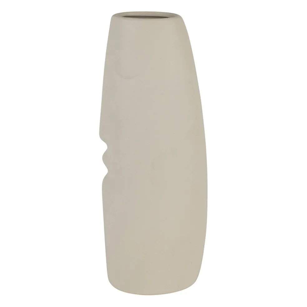 Lot de 2 vases visage en grès indigo et écru h30cm