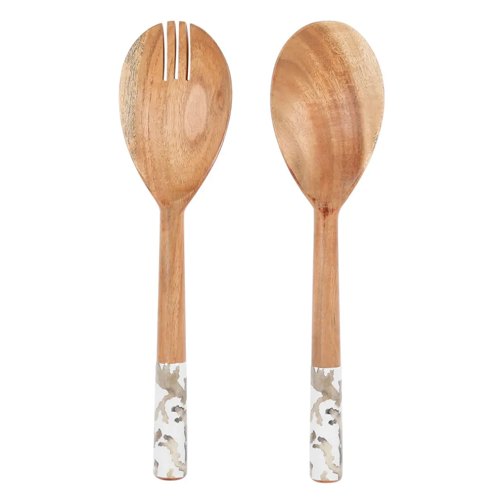 Lot de couverts de salade en manguier beige - Estran