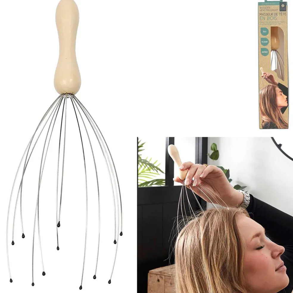 Masseur de tête manche en bois