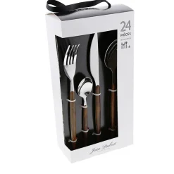 Menagere 24 pièces en inox et effet bois - Amsterdam