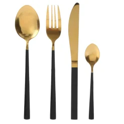Menagère 16 pieces doré et noir en acier inoxydable