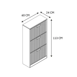Meuble à chaussures 3 portes H113cm - Kara