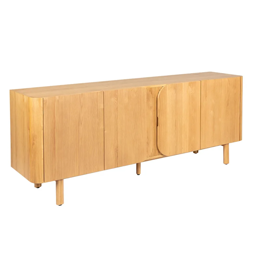 Meuble bas 4 portes en chêne naturel 200xh80cm - Sirocco